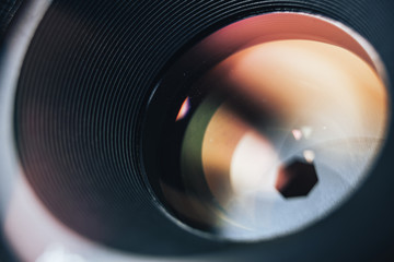 Aufkleber - Close up Beautiful Camera Lens background. Macro view.