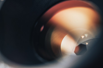 Aufkleber - Close up Beautiful Camera Lens background. Macro view.