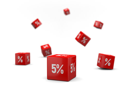 5% Discount box. Sale promotional concept with percents