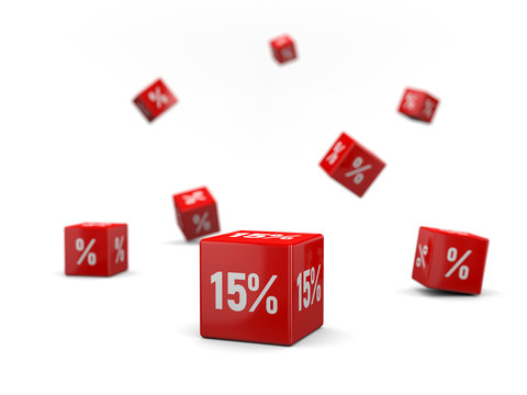 15% Discount box. Sale promotional concept with percents