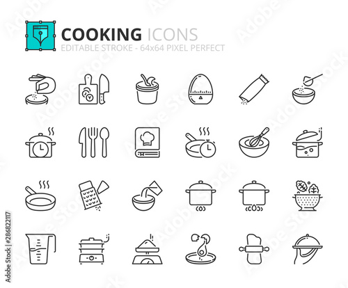 Fotografía Outline icons about cooking