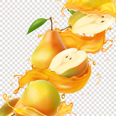 Wall Mural - Pear realistic juice splash for advertising