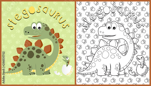 Vector Cartoon Of Dinosaurs With Hatch Egg On Footprint Background Pattern Coloring Page Or Book Buy This Stock Vector And Explore Similar Vectors At Adobe Stock Adobe Stock