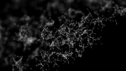 Poster - Depth of field settings. Beautiful plexus with zodiac signs, stars. Fantasy abstract technology and engineering background with original organic motion.