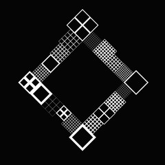 Poster - Minimal abstract square badge decoration design element - modern black and white vector graphic