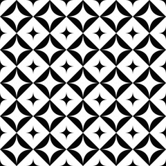 Poster - Seamless star pattern background - monochrome abstract vector design from curved stars