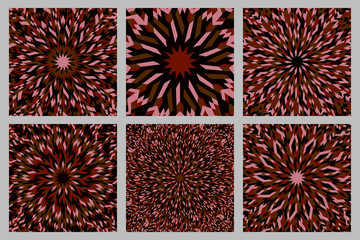 Poster - Burst mosaic pattern background set - abstract circular hypnotic vector design from geometric shapes