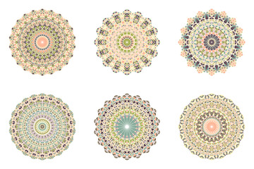 Poster - Abstract triangle mosaic mandala collection - polygonal ornamental round vector elements