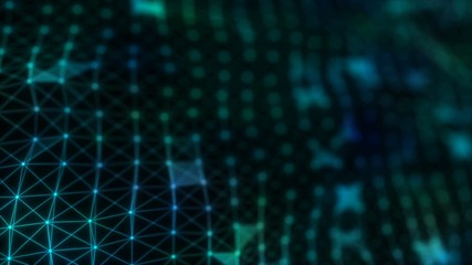 Poster - Abstract futuristic cyberspace. Depth of field settings. Perfect tech screensaver.