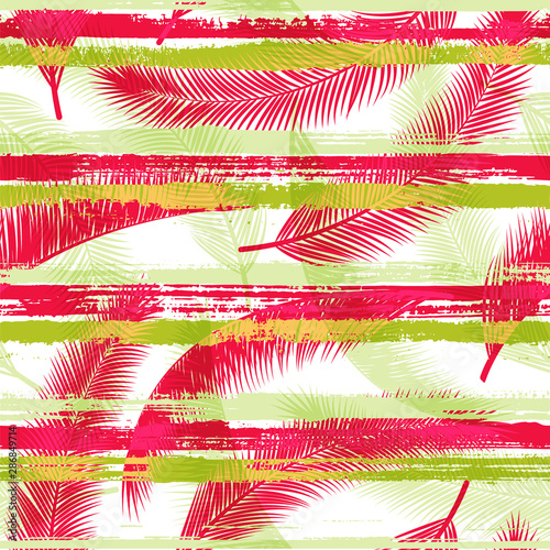 Organic coconut palm leaves tree branches over