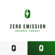 zero emission logo design inspiration. it's a zero shape with thunder inside it to conveys zero emission