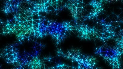 Poster - A cluster of stars in black space moving in synchronized dance. Abstract geometric vibrating environment or pulsating background.