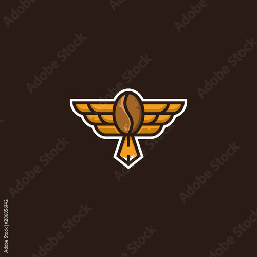 Simple Modern Sticker Coffee Bean Bird Eagle Logo Design
