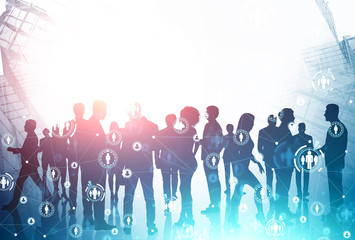Poster - Diverse business team in city, people network