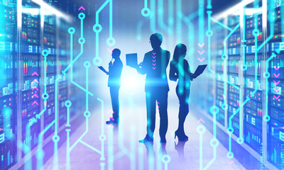 Poster - People in server room, circuit interface