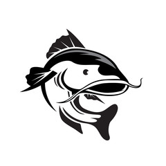 Sticker - swimming Jump catfish art logo design inspiration