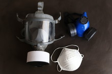 Different selection of respirators or face masks.The masks are designed to protect your lungs from different levels of hazardous materials that could damage the lungs.