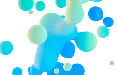 Poster - Abstract colorful 3d art background. Holographic floating liquid blobs, soap bubbles, metaballs.