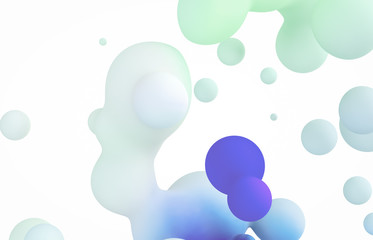 Poster - Abstract colorful 3d art background. Holographic floating liquid blobs, soap bubbles, metaballs.