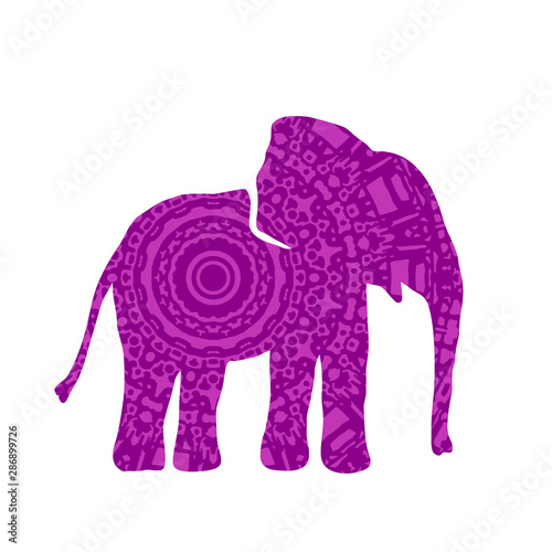 Fotomural Elephant Filled with Mandala Pattern. Vector