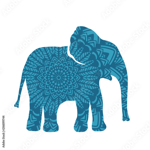 Cuadros en Lienzo Elephant Filled with Mandala Pattern. Vector