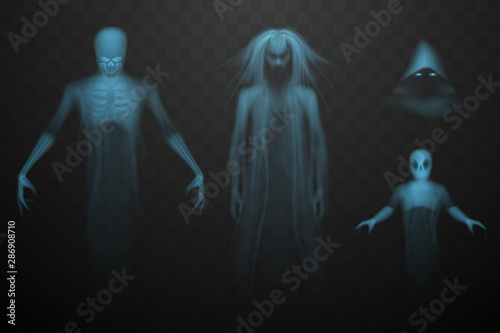 Ghosts set on rtansparent background
