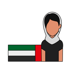 Wall Mural - islamic woman with traditional burka and arabia flag