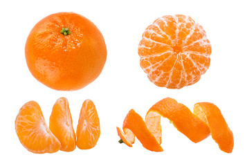 Wall Mural - Fresh peeled mandarin orange isolated on white background with clipping path