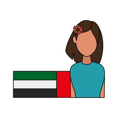 islamic woman with emirates arab flag