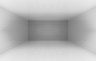 Poster - 3d rendering. Simple gray cube box cornor room square wall background.