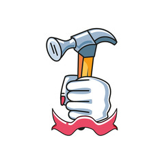 Sticker - hammer tool with hand fist power female