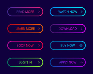 Aufkleber - Set of modern action button for website, infographic, mobile app.Navigation buttons with gradient color. Button icon for shop, game, banner. vector