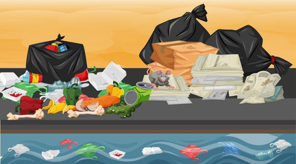 Wall Mural - Rubbish in street scene