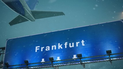 Wall Mural - Airplane Take off Frankfurt in Christmas
