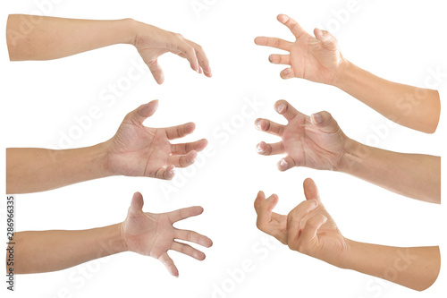 Fotografía Collection of hand with finger bent isolated on white background
