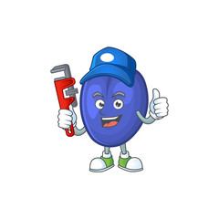 Sticker - Plumber fruits prune character on white background