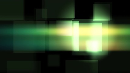 Poster - Stunning 2d rendering of glittering green squares flying objects on the black background. It looks optimistic. Seamless loop.