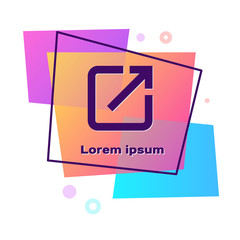 Poster - Purple Open in new window icon isolated on white background. Open another tab button sign. Browser frame symbol. External link sign. Color rectangle button. Vector Illustration