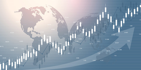 Poster - Stock market and exchange. Business Candle stick graph chart of stock market investment trading. Stock market data. Bullish point, Trend of graph. Vector illustration