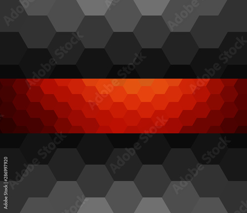 Abstract orange red mosaic background, interesting 3D hexagonal vector pattern.