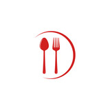 Fototapeta  - fork knife spoon for restaurant and food logo template vector icon illustration