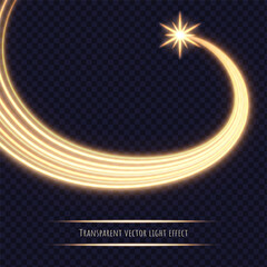 magic star light effect with glowing light trail made of neon lines. shining vector illustration iso