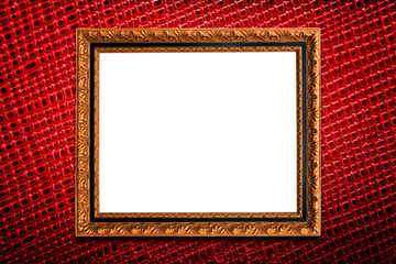 Canvas Print - golden frame on red texture background