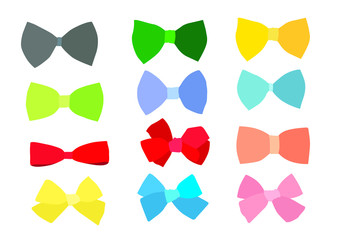 Wall Mural - bow colour design and multicolored bow colorful on white background illustration vector 