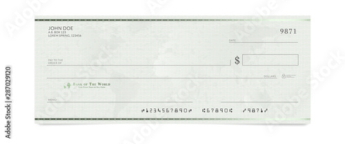 Blank Bank Check Template Fake Cheque Page Mockup Buy