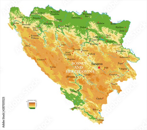 Cuadros en Lienzo Bosnia and Herzegovina physical map