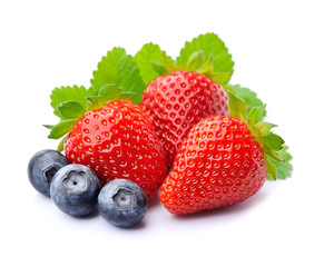 Wall Mural - Sweet strawberry and blueberries.