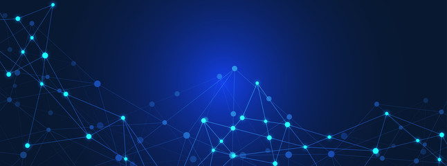 Digital technology background with connecting dots and lines. Abstract technical background of network connection and communication.