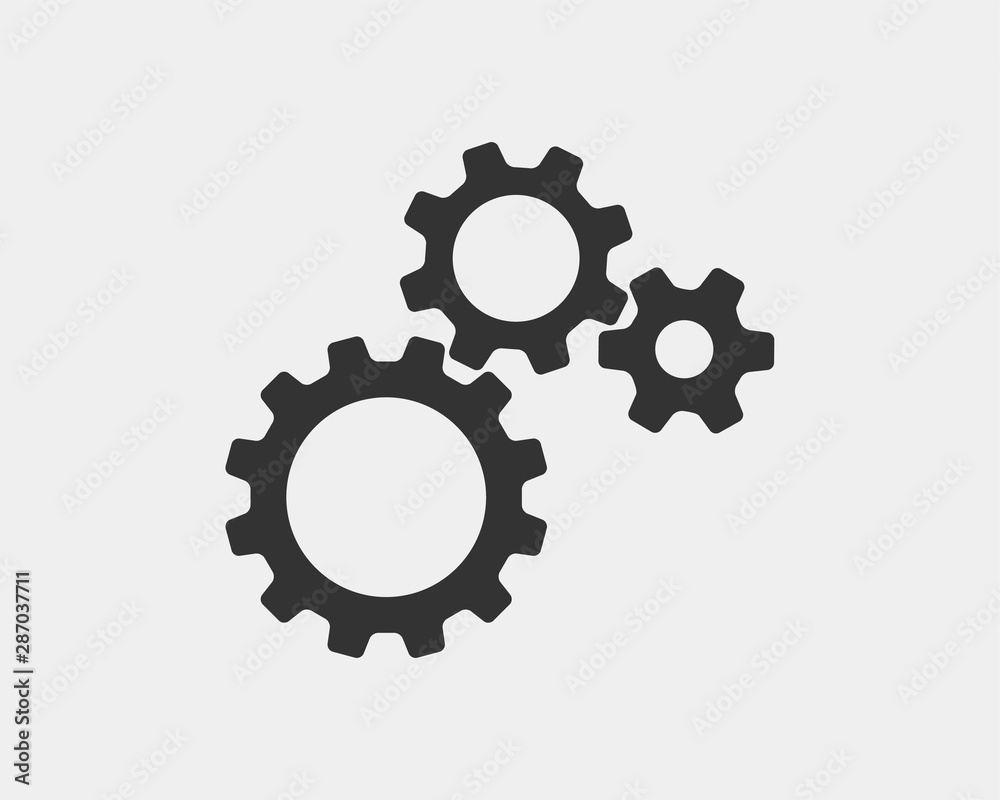Metal gears and cogs vector. Gear icon flat design. Mechanism wheels ...