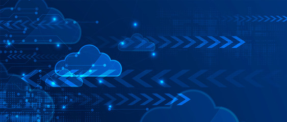 Cloud technology. Integrated digital web concept background